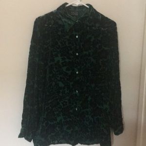 Emerald Green Button Up Blouse. Semi sheer.